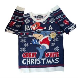 33 Degrees Kids Ugly Christmas Shark Fair Isle Sweater...Size L 14/16